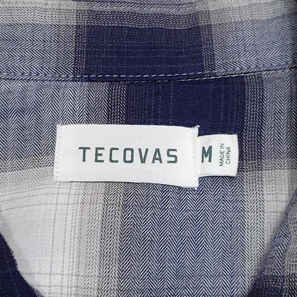 Tecovas Mens Pearl Snap Long Sleeve Shirt Size M Blue Plaid Flap Pocket Western - Picture 8 of 10